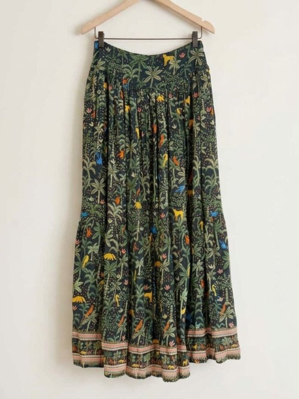 Farm Rio for Anthropologie jungle forest maxi skirt
